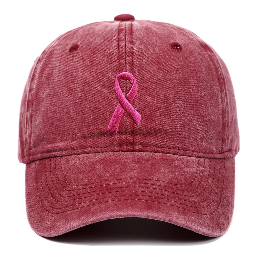 Breast Ribbon Embroidered Duckbill Cap for Sports & Sun Protection