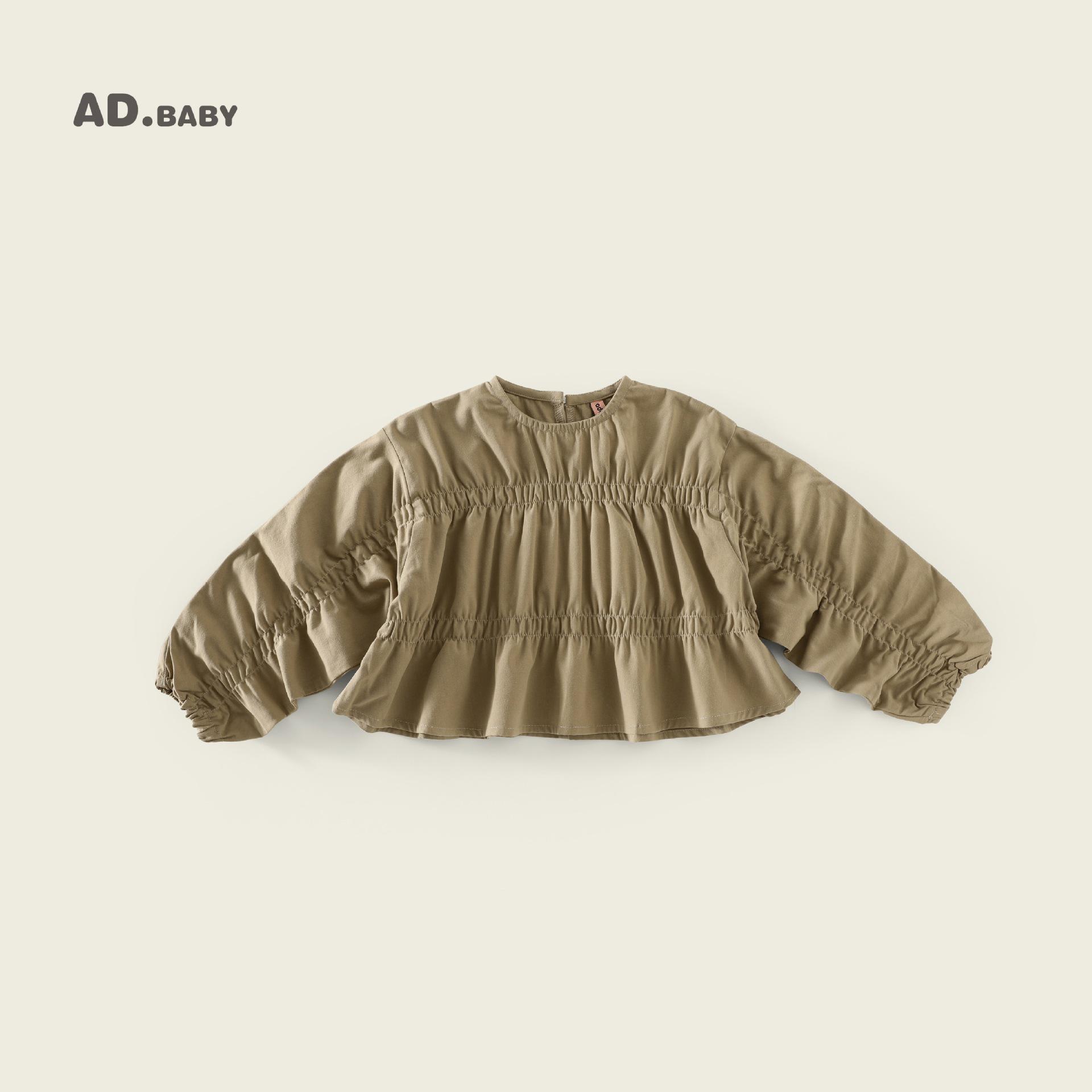 

2025 Детская осенняя рубашка для девочек в корейском стиле, удобная, с рукавами «летучая мышь», из стираного хлопка 120 cm кофейный