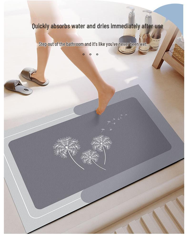 Soft Diatom Mud Non-Slip Bathroom Mat: Water-Absorbing Floor Pad for Home and Toilet Entrance