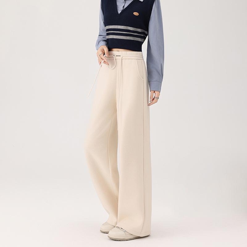 

Женские брюки палаццо из шелковой шерсти - Осень/Зима 2025, с высокой посадкой, свободные, прямого кроя, повседневные. XL грязно-белый