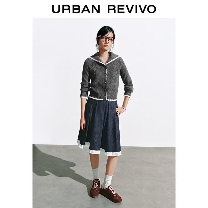 UR2026 Women's Color-block Bow Knit Cardigan