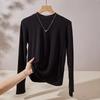 Women's Korean-Style Burgundy Long Sleeve T-Shirt Slim Fit Inner Wear Base Layer for Spring and Autumn Sweet Spicy Chic Unique Top