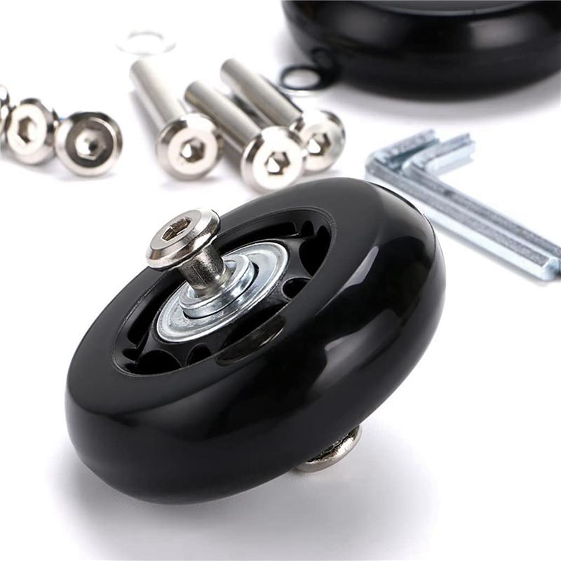 ABUL-60Mm X 18Mm Luggage Suitcase Replacement Wheels, Rubber Swivel Caster Wheels Bearings Repair Kits, 2 Set Of 4