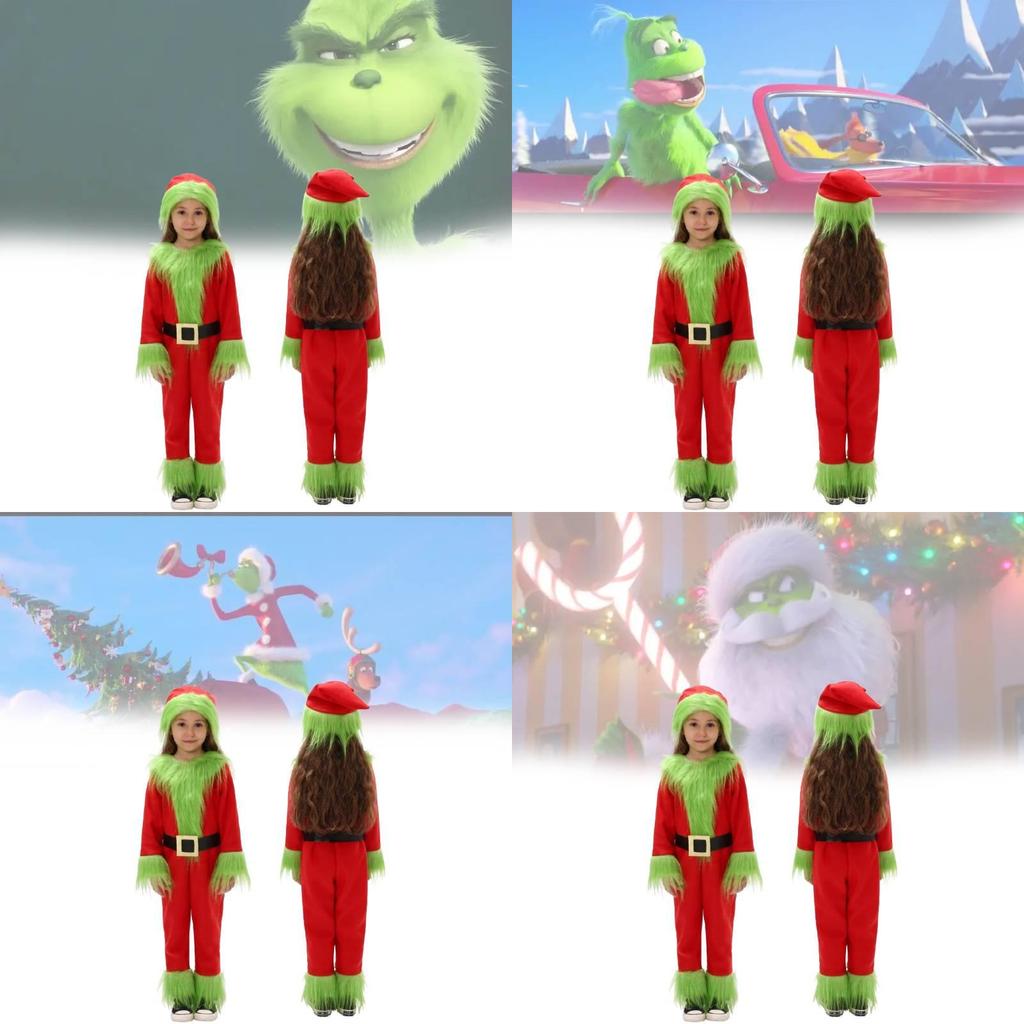 Adorable Christmas Grinch Costume For Kids In Soft Polyester For Festive Celebrations