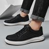 Fashion Handmade Lace-Up Walking Footwear All-match Fashion Flats Men's Genuine Leather Skate Shoes Male Comfortable Outdoor Sneakers