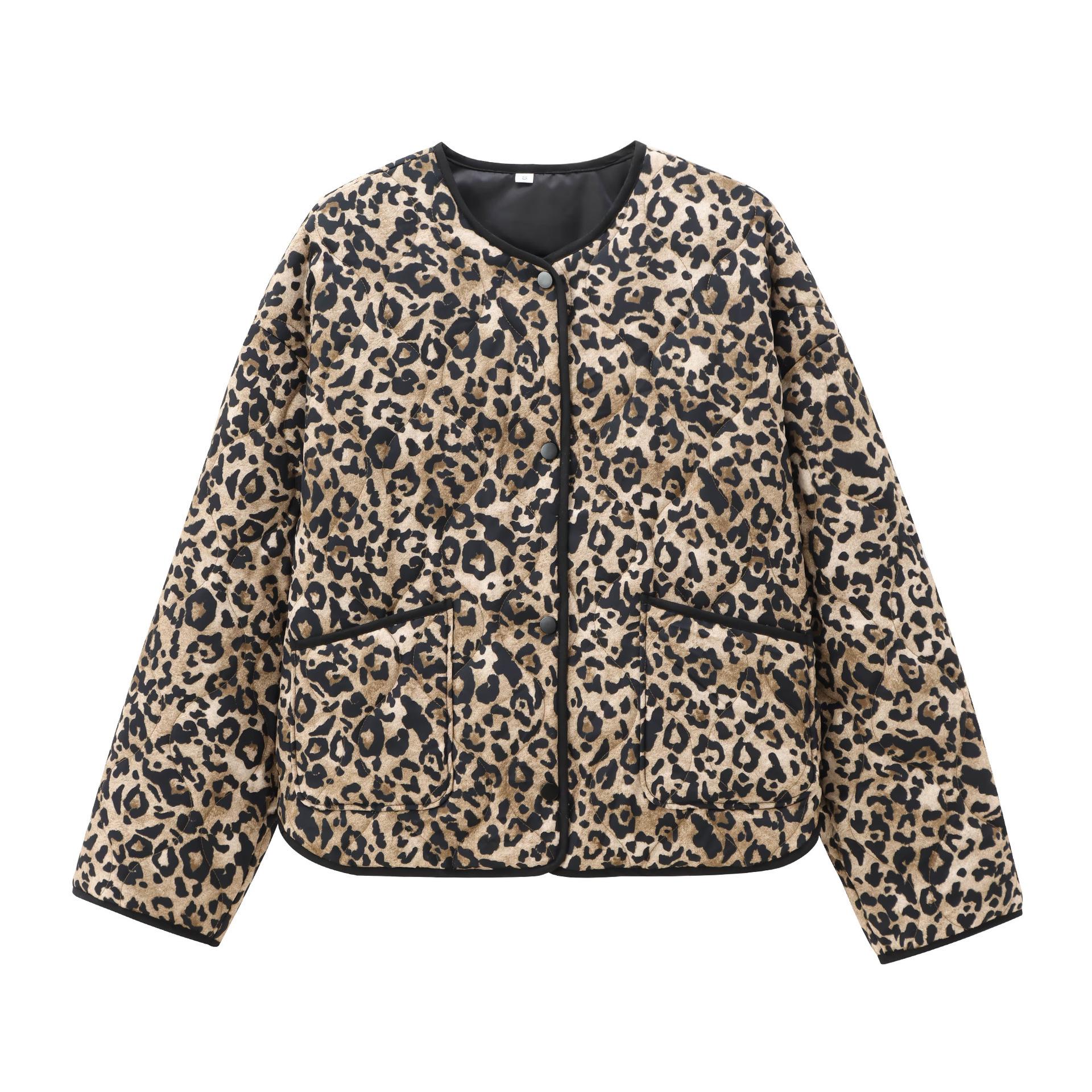 

2025 Autumn Women s Leopard Print Cotton Coat Large