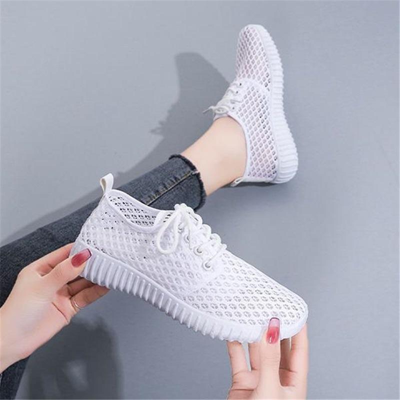 Summer Women's Casual Shoes, Mesh Shoes, Breathable Mesh, Summer Hollow Mesh, Sports All-match Flat Shoes