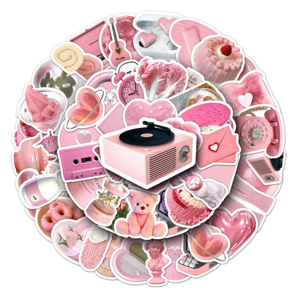 50 Pink Graffiti Cartoon Stickers for DIY Phone Cases & Suitcases