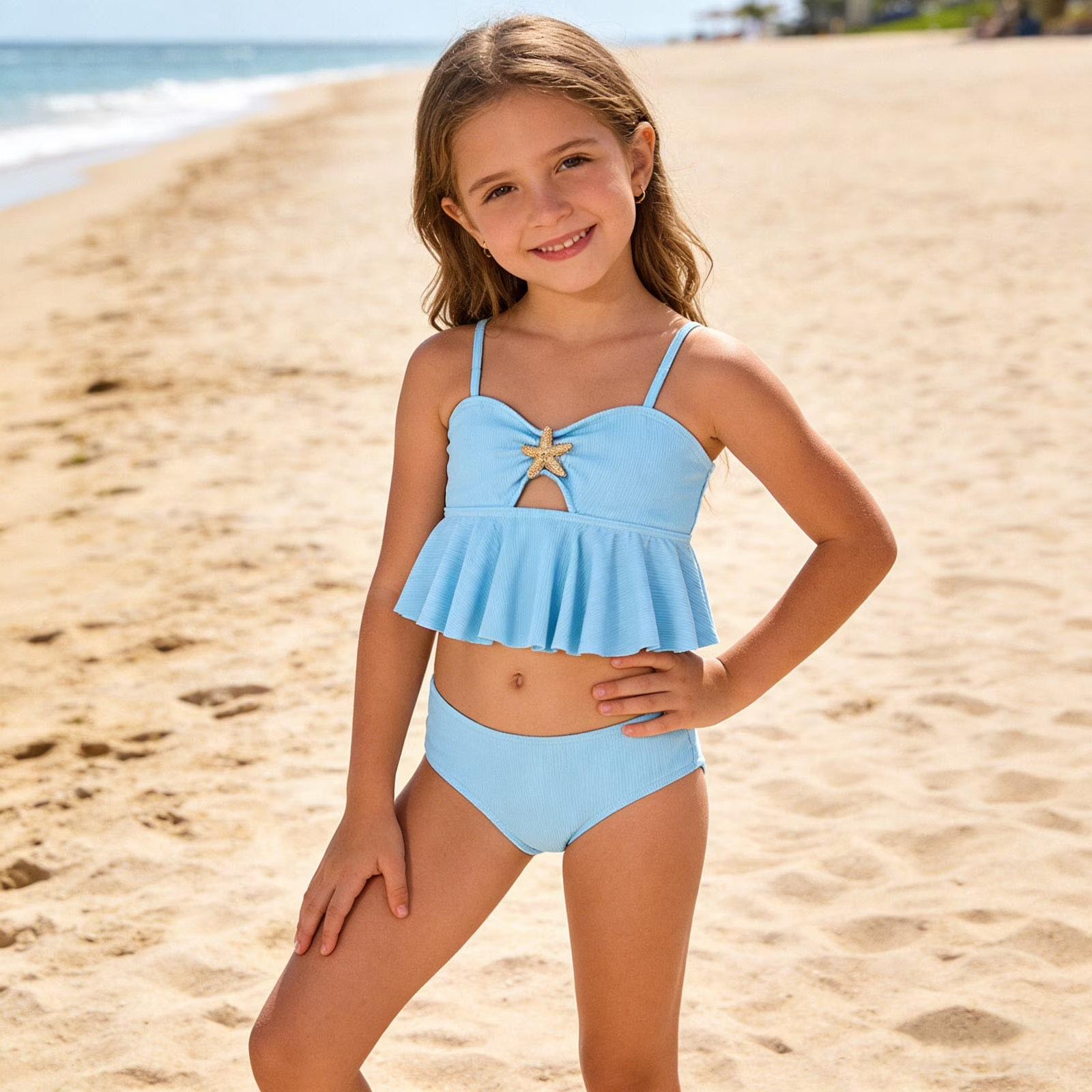 Meiteņu divdaļīgs peldkostīms Tankini tops ar