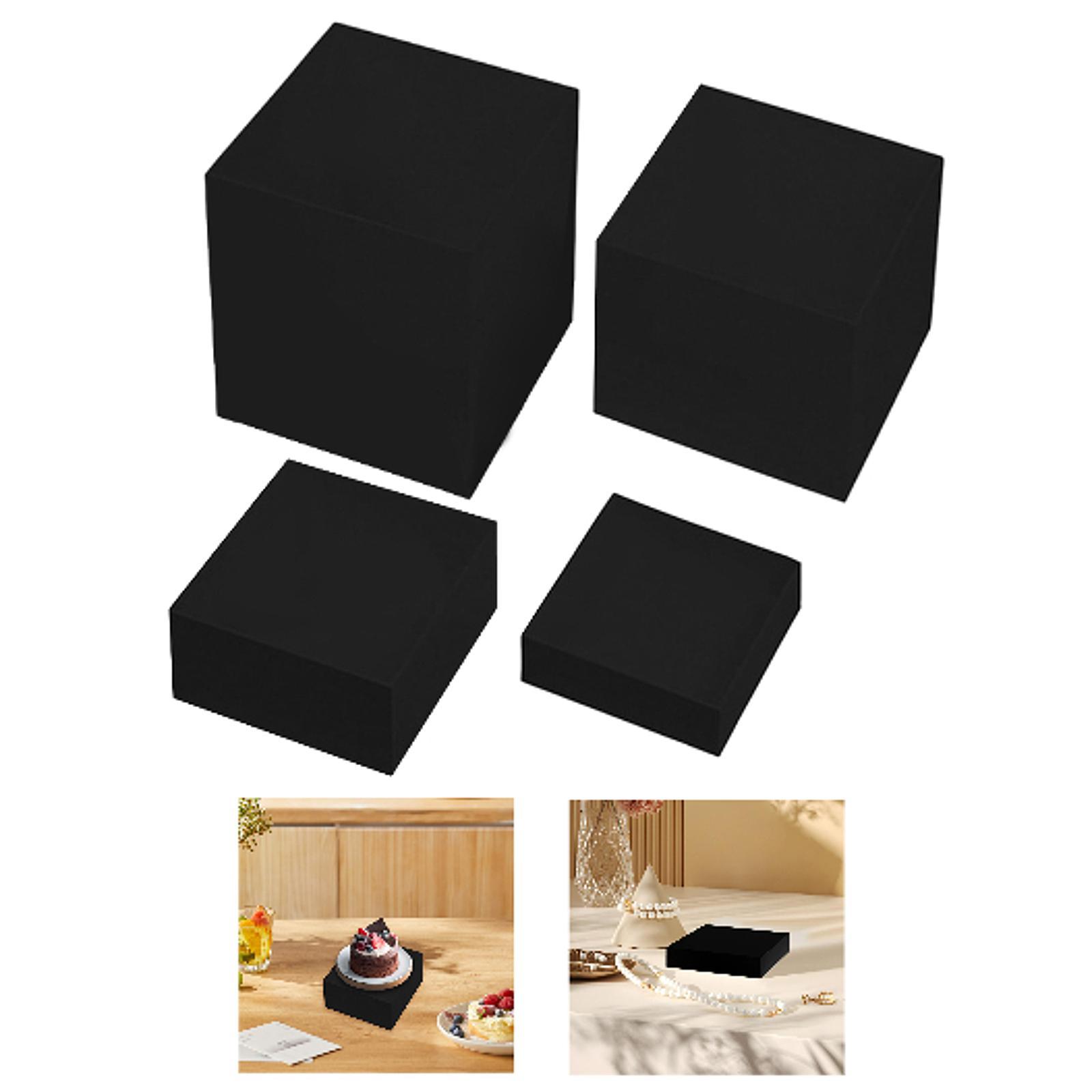 

Black Buffet Riser Jewelry Stackable Dessert Versatile Table Candy Food Cupcake with Hollow bottoms Cube Display Nesting Riser 12.7x12.7x2.5 cm