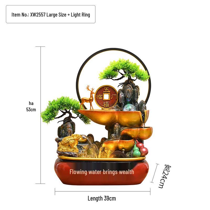 Feng Shui Wealth-Attracting Desktop Fountain with Treasure Bowl - Ideal for Home, Office, Shop Decoration.