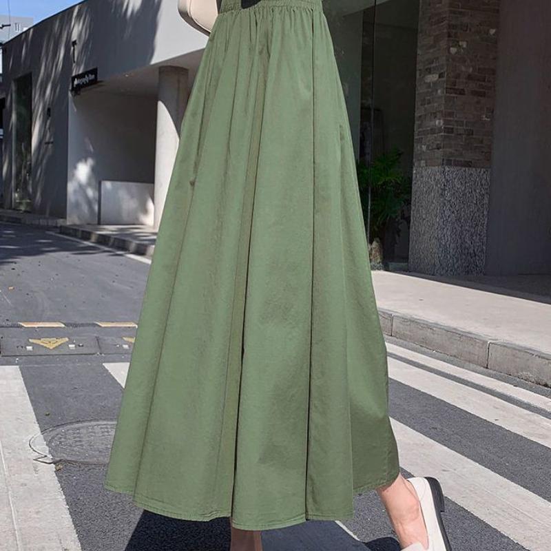 Japanischer Stil Übergröße Sommer High-Waist Slim-Fit Knielang A-Linie Schirm Midi-Rock für Damen - Premium Voll Ausgestellter Swing-Rock