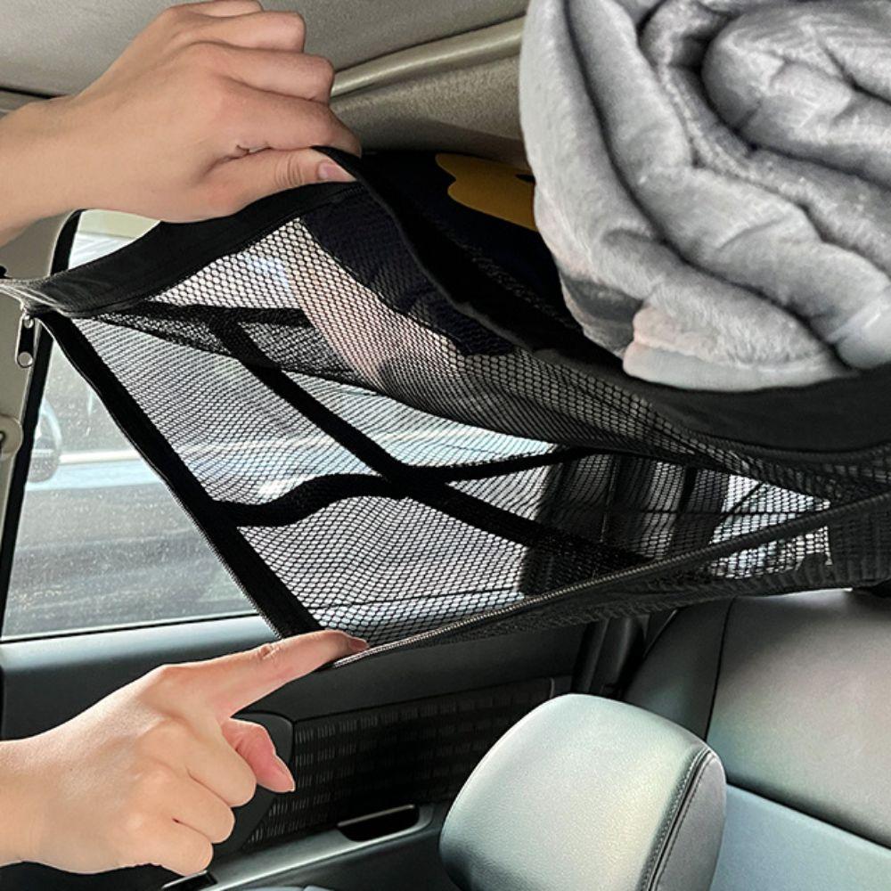 Space-saving Car Roof Storage Mesh Bag Double Layer Car Ceiling Cargo Mesh Pocket  Camping