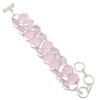 Pink Chalcedony Gemstone Handmade 925 Srerling Silver Bracelet 7-8"