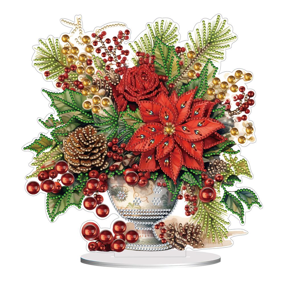 2D Flat Christmas DIY Desktop Diamond Art Kits Single-Sided Drill 5D DIY Diamond Art Tabletop Decorations for Home Office Decor