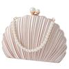 Evening Bag For Women Mini Pleated Seashell Clutch Handbag Purse Chain Strap Crossbody Shoulder Bag For Wedding Prom Party