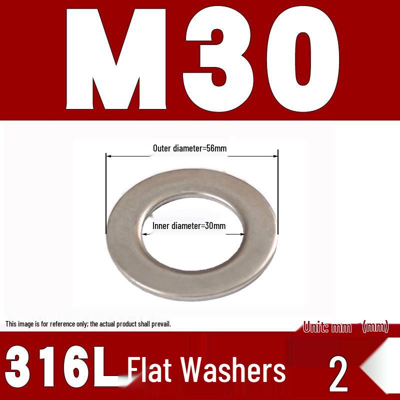 316 Stainless Steel Flat Washer/Gasket for M4-M30 Sizes