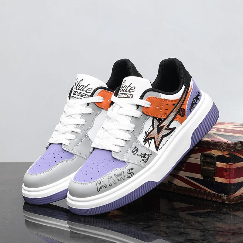 Leather spring new dad shoes youth height increase thick sole breathable casual