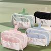 Fashion Zipper Pen Bag Large Capacity Drawstring Pen Storage Bag Five-Layer Pencil Box School Office Supplies