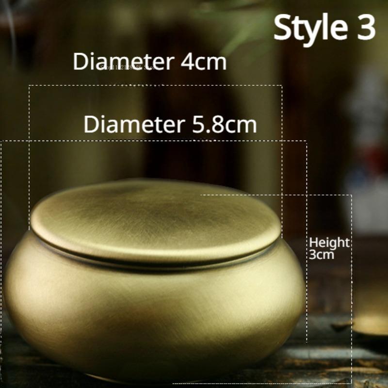 Incense Powder Jar Vintage Pure Copper High Lid Mini Tea Jar Home Indoor Tea Room Incense Decoration Aromatherapy Appliance