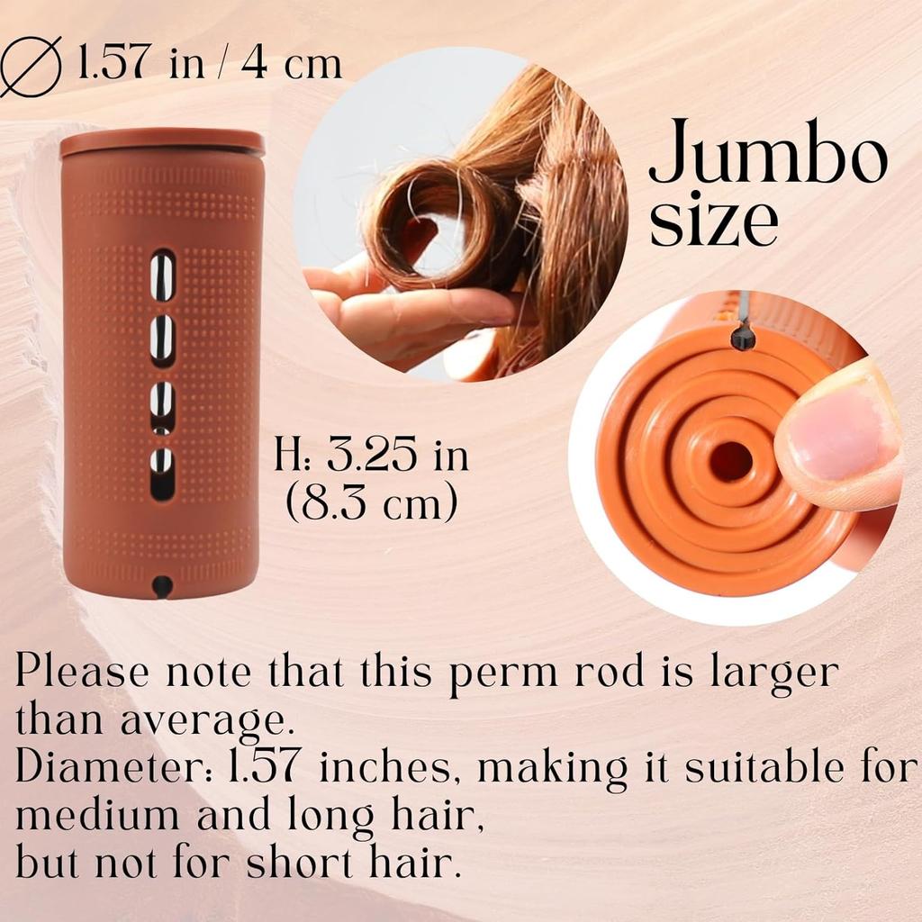 Extra Large 18 Pcs Perm Rods, Jumbo Size 3.25in/8.25cm Hair Rollers for Natural & Long Hair, Cold Wave Rods for Curling & Perming, Home Hairdressing