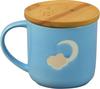 MOOMIN Milky Mug with Lid and Wooden Coaster, Large, 350ml, Blue, MM8401-11C