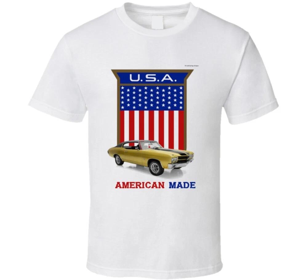 American Made Chevelle Usa Flag Shield Musclecar Gift T Shirt 3XL