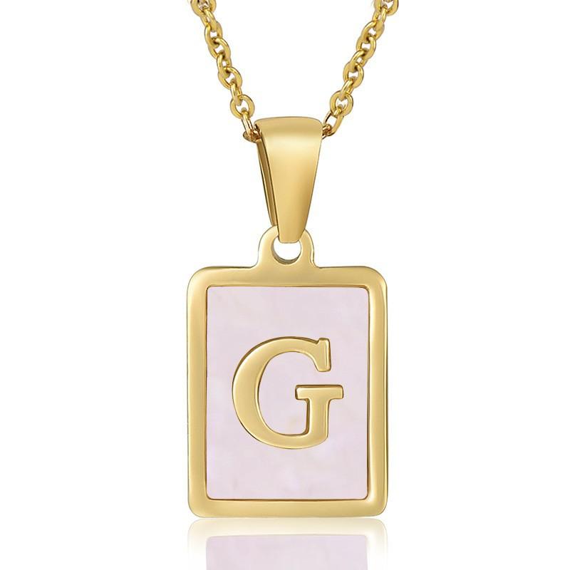 26 English Letter Necklace Women's Versatile 18K Natural Pink Shell Pendant Collarbone Chain 2026