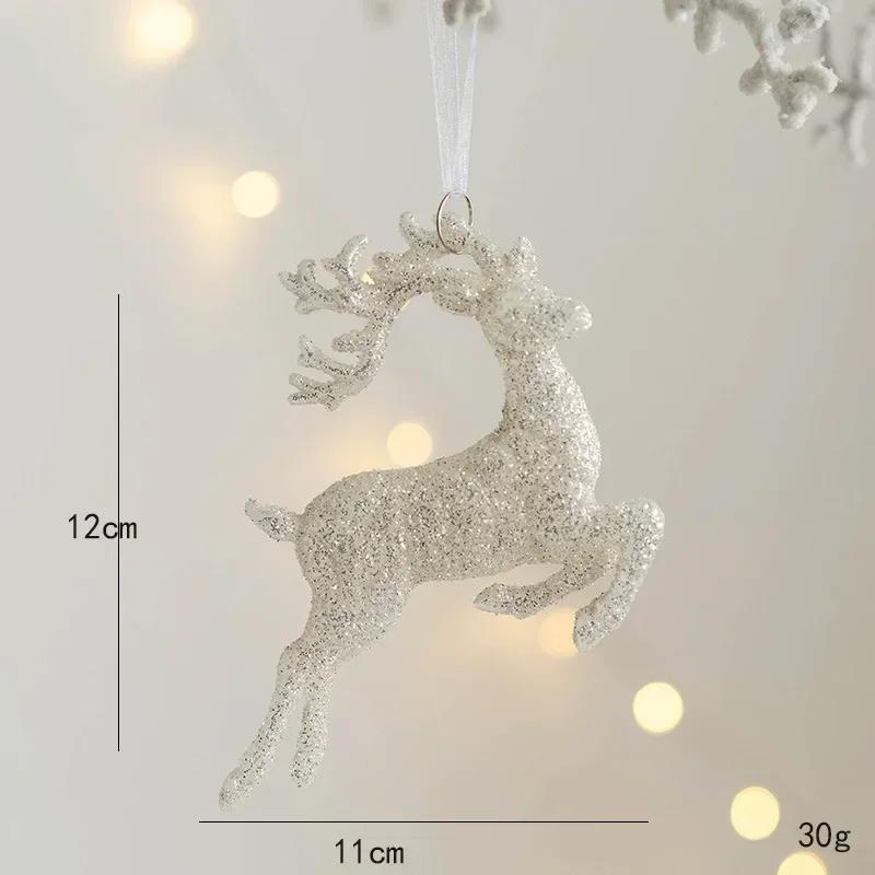 Weihnachtsbaum Hängeanhänger Glitzer Kleiner Weihnachten Hirsch Ornamente Weihnachten Elch Frohe Weihnachten Deko Frohes Neues Jahr 2025 Weißer Hirsch