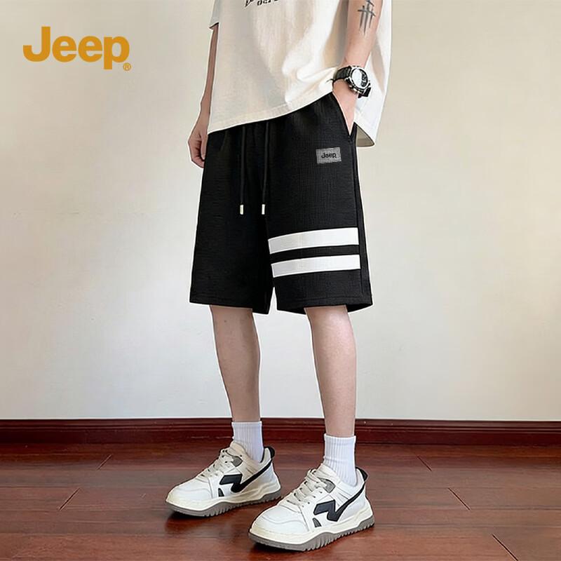 

JEEP Men s Waffle Double-Stripe Casual Shorts L