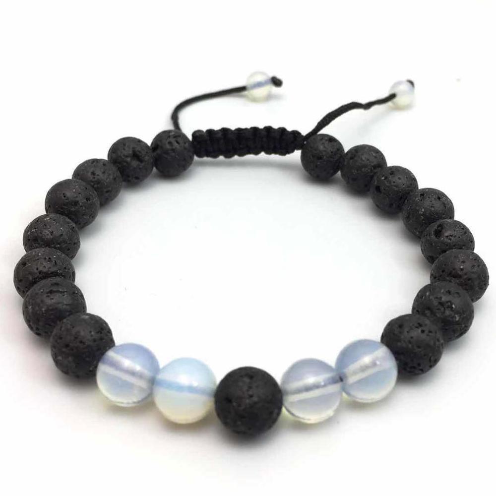 Energy Volcanic Stone Yoga Bracelet - 8mm Natural Woven Beads