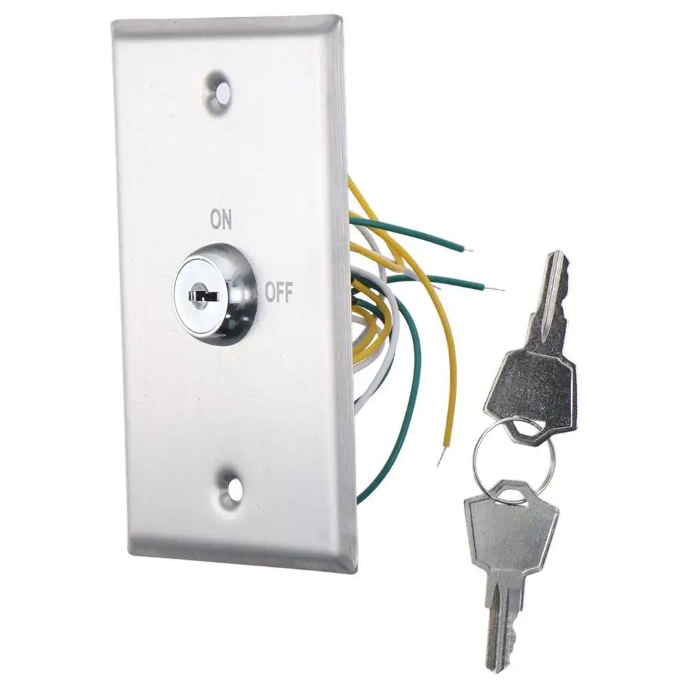 Panel Mount 304 Stainless Steel Door Exit Switch DPST S70KD Access Control Switch 2 Keys Key Switch Lock On/Off Exit Switch бежевый