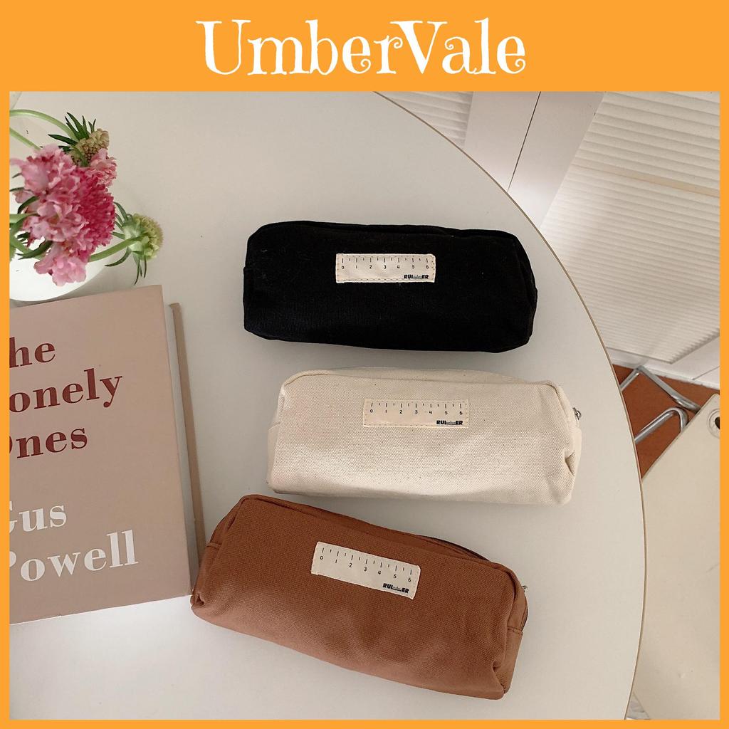 11263 Japanese Style Black And White High Value Pencil Case Large Capacity Men Women Students Canvas Stationery Box