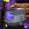 Cat Litter Box Simple Flip Cover Pussy Poop Basin Ultraviolet Rays Sterilization Enclosed Pussycat Sand Boxes Large Pet Toilet