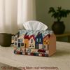 1pc, 2D Flat Printing, Tissue Box Retro Folk Style Pattern Printed Tissue Box, Suitable for Bathrooms, Living Rooms, Bedrooms, Dressing Tables, Coffee
