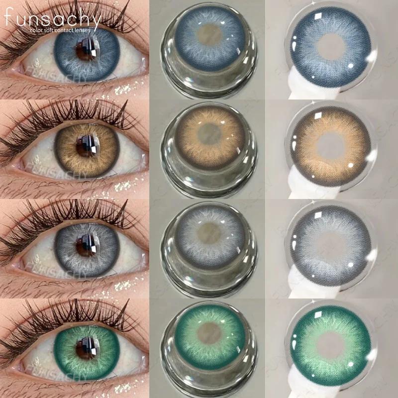 

FUNSACHY 2 шт. корейские цветные контактные линзы синие мягкие линзы для макияжа контактные линзы для глаз Beauty Pupil Yearly Cosmetic Color Eye Makeup линзы