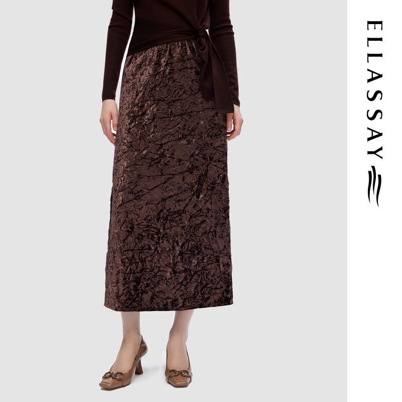 ELLASSAY Women s Velvet Pleated A-Line Midi Skirt L