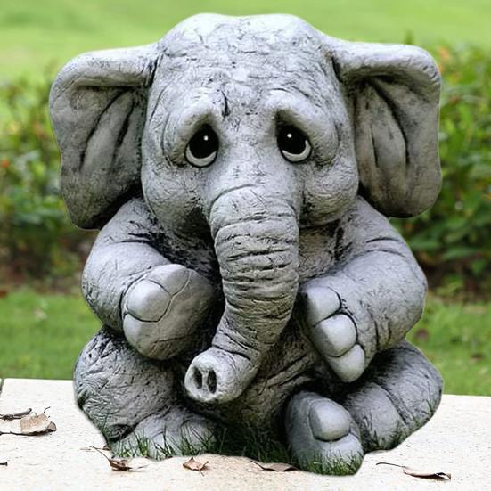 Animal Figurine Delicate Decorative Resin Artificial Simulation Cute Elephant Decoration Statue for Garden