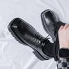 Square top thick soled men's leather shoes Fashion designer style Youth Outdoor Trendy Party Handsome adult shoes Plus Size -46