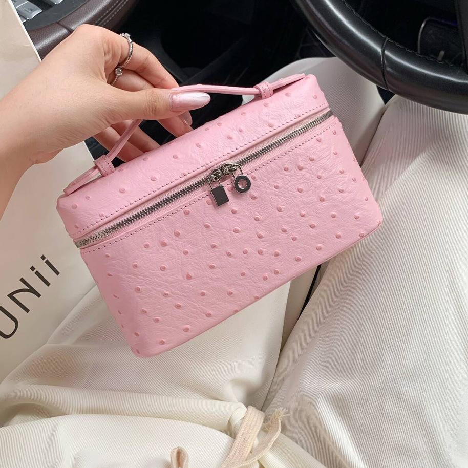 Geantă Cutie Prânz din Piele la Modă Versatilă Piele de Struț Geantă de Umăr Crossbody Geantă de Mână