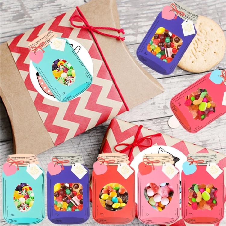 50pcs Valentines Card for Kids for School Kids Child Colorful Jar Candy Pouches