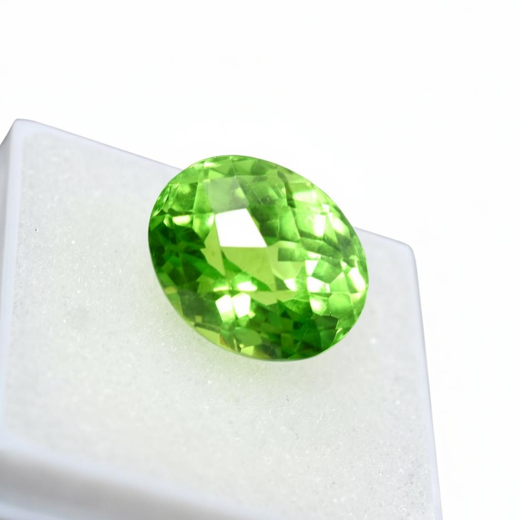 Peridoto Verde Naturale Taglio Ovale 12,10 Carati Gema Sfusa di Migliore Qualità