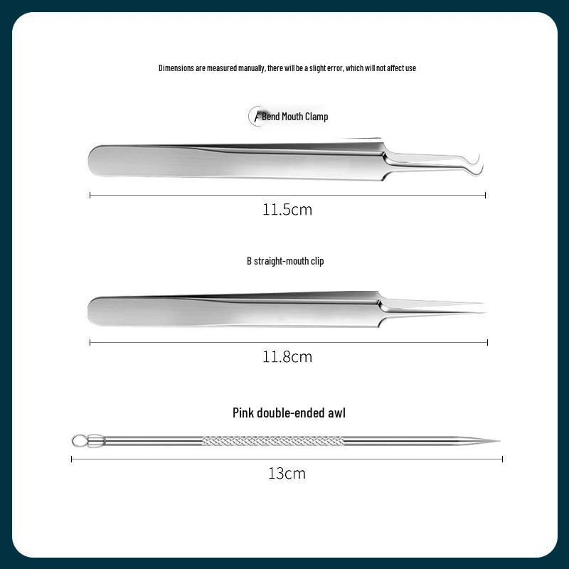 Pimple and Blackhead Removal Needle Set with Ultra-fine Tweezers and Sharp Scraper for Comedones - Ideal for Beauty Salon Use