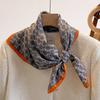 Orange Cashew Flower Cotton and Linen Hair Scarf  Small Square Scarf  Women's Thin Scarf  Linen Headscarf  Versatile Shirt