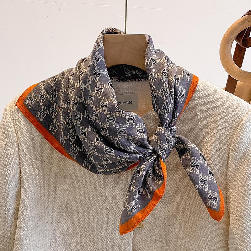 Orange Cashew Flower Cotton and Linen Hair Scarf  Small Square Scarf  Women's Thin Scarf  Linen Headscarf  Versatile Shirt