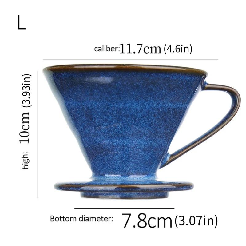 Heat Resistant Ceramic Drip Coffee Filter Handcrafted Blue Glazed Sophisticated Designs For Home Brewing
