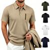 Men's Casual Polo Collared Button Zip Pocket T Short Sleeve T-Shirt Casual Top Casual Everyday Outfit