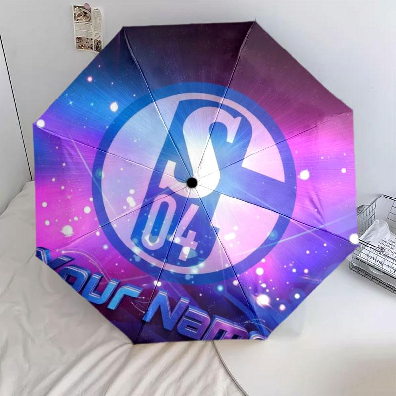 1 PC Automatic Folding Umbrella - FC Schalke 04 Custom Name Pattern, Portable & Foldable Design with 8 Ribs, Christmas Birthday Gifts