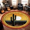 Cactus Sunset Round Rug Desert Landscape Area Carpet, Washable Non-Slip Living Room Bedroom Floor Mat, Home Decor, 1PC