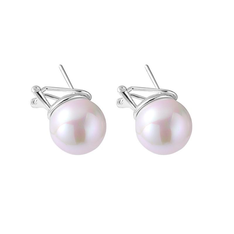 Sterling White Baroque Pearl Stud Earrings Women Elegant Geometric Design 2025 Collection 925 Sterling Silver
